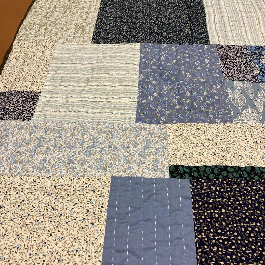 カンタキルト　刺子　ラリーキルト　約90d×100cmハンドメイド　パッチワーク