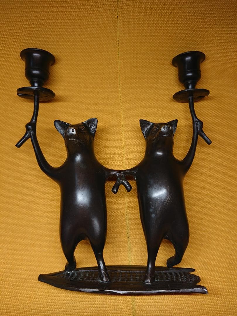 ビンテージ　ブロンズ像　ブタ　銅製　置物　インテリア　工芸品　美術品　A2651