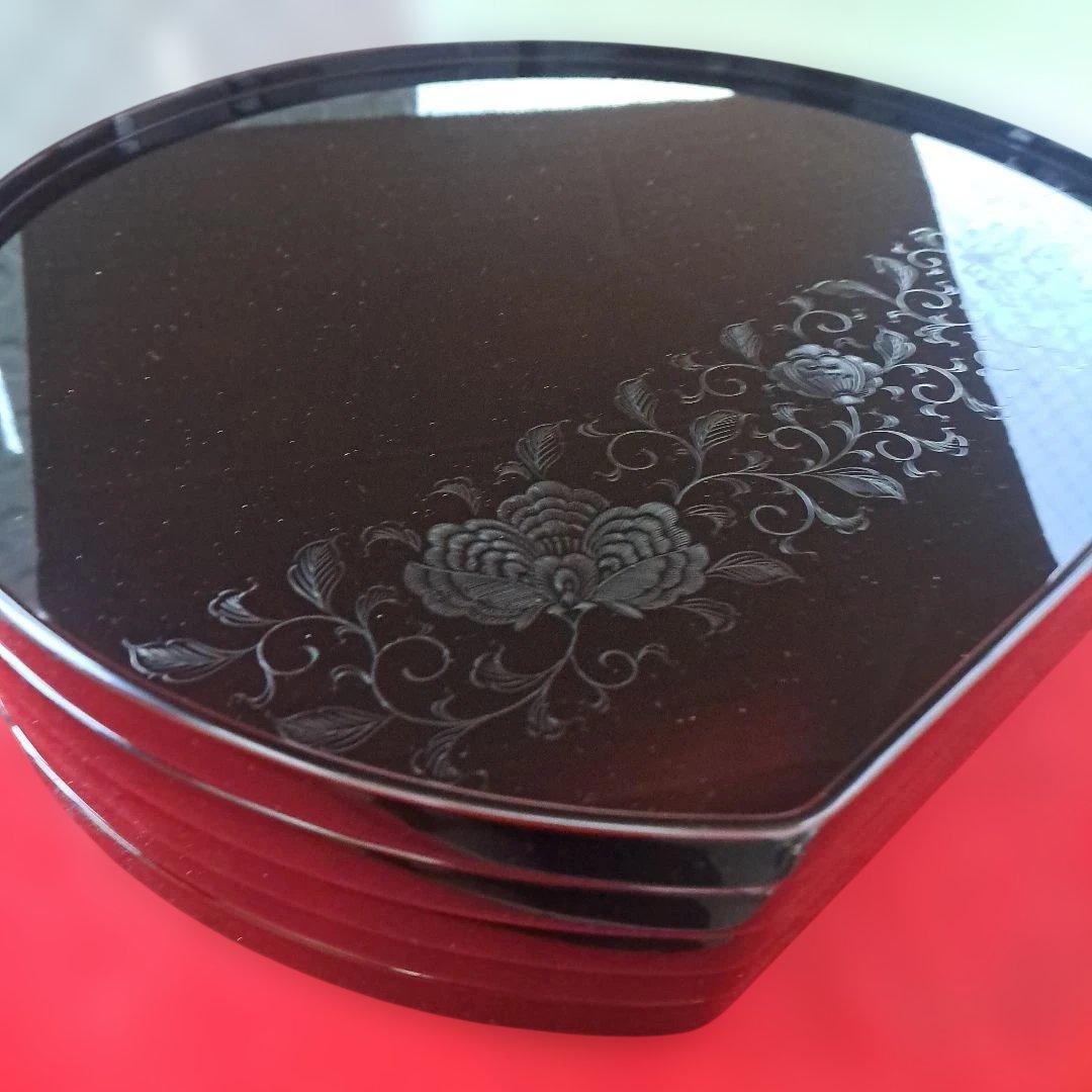 輪島塗 五島屋謹製 尺2 半月膳×5客】布着本堅地 沈黒 西村国峰作 未