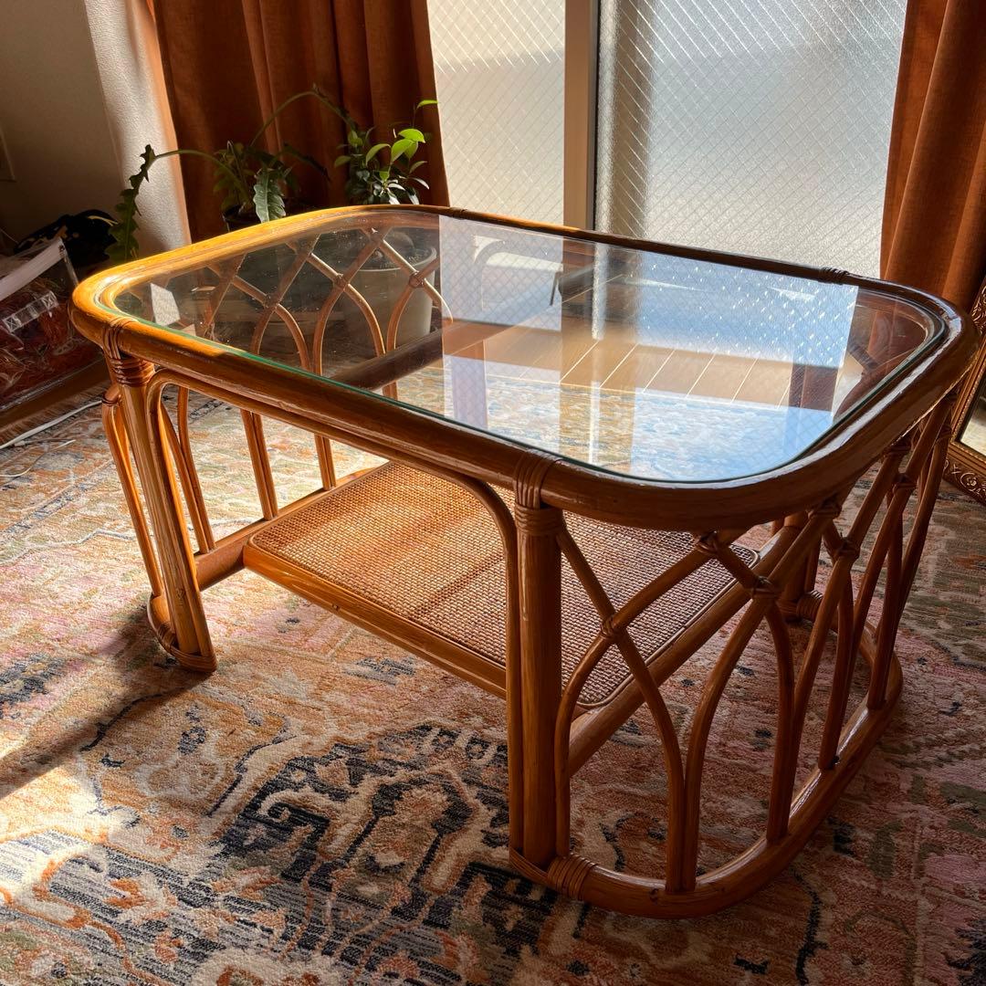 ナチュラル ラタンテーブル