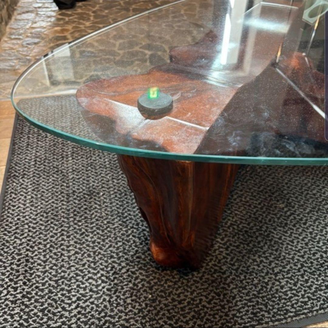 引き取り限定 オーダーメイド ガラス天板 天然木 センターテーブル