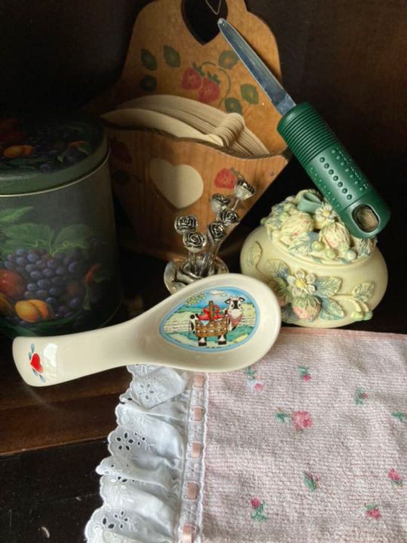 1990年代アメリカンカントリーファームお玉置き＆薔薇フリルコットン