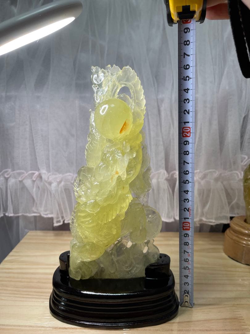 天然石　高品質　綺麗　高透明　シトリン　龍　手彫り置物 原石