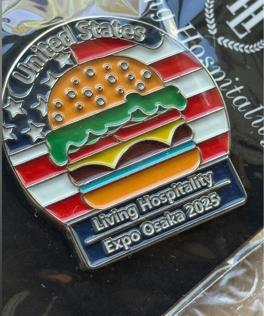 激レア！！ 大阪・関西万博 アメリカ館 ハンバーガー ピンバッジ