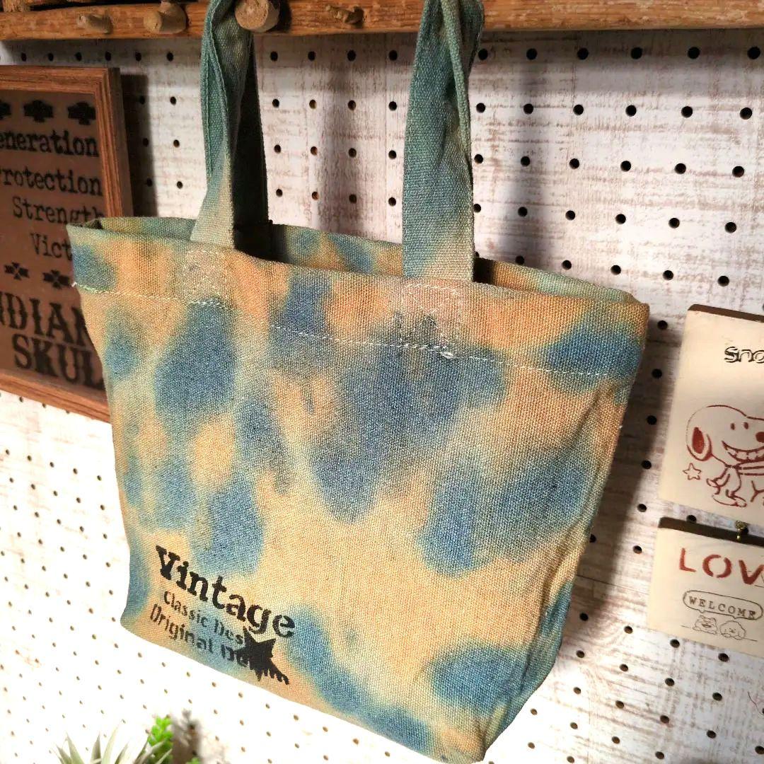 ［竜そば］デニムリメイク☆バッグチャーム付手染めミニトートバッグ✨️