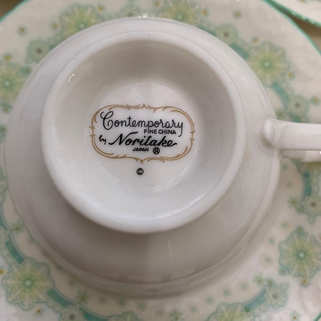 ノリタケ コンテンポラリー メイフェア カップ&ソーサー3客 グリーン