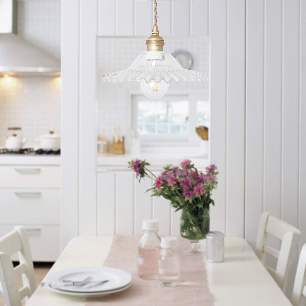 ガラスシェード付き1灯ペンダントライト 花 エレガント