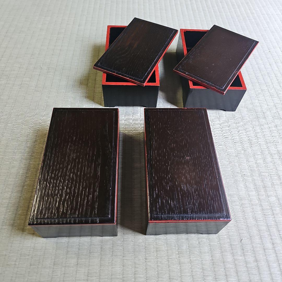 明治ロマン/1870年物/当時物】戦前物 漆塗り弁当箱 漆器 膳の箱 四客4