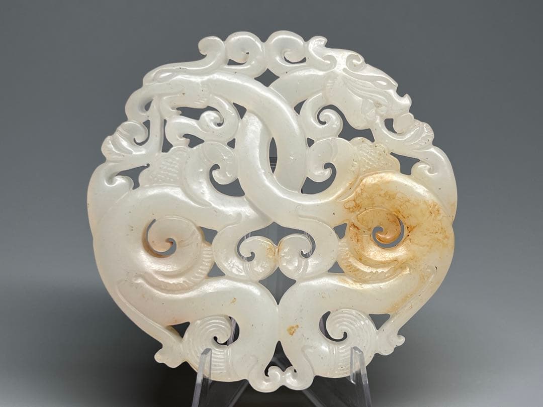 中国美術　和田玉　白玉　骨董品　細工彫刻　　唐物　風水置物　お守り　根付　縁起物