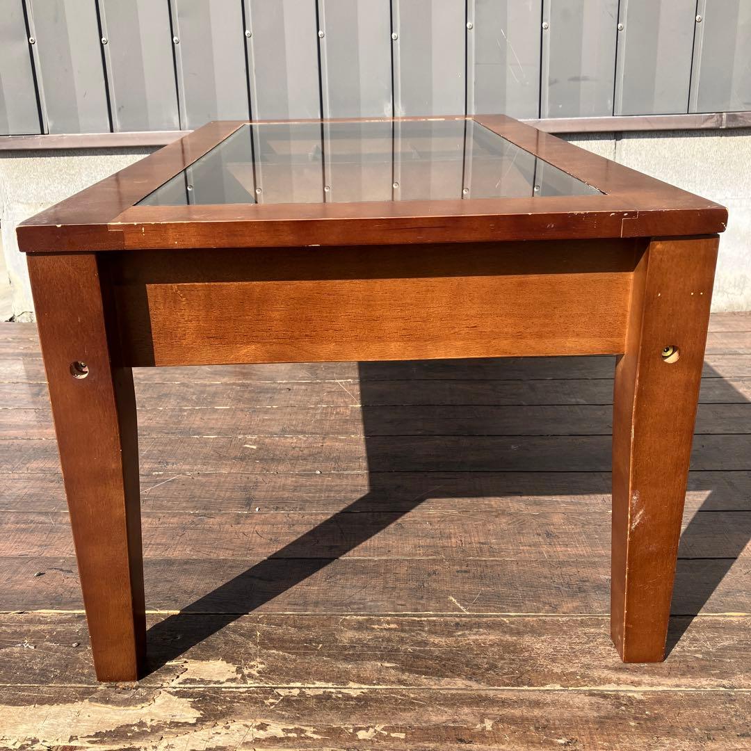 が コレクションテーブル ガラス天板 センターテーブル ローテーブル 木製