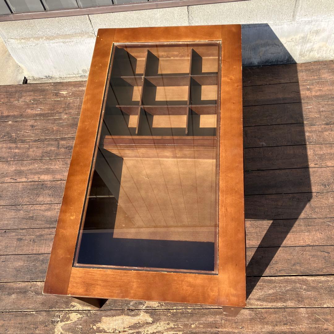 が コレクションテーブル ガラス天板 センターテーブル ローテーブル 木製