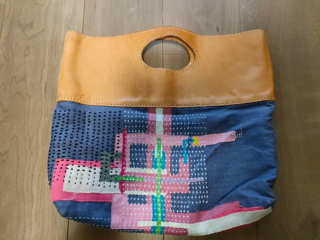 TARCO カラフル刺繍＆裂織バッグ トートバッグ　刺繍　パッチワーク【希少】