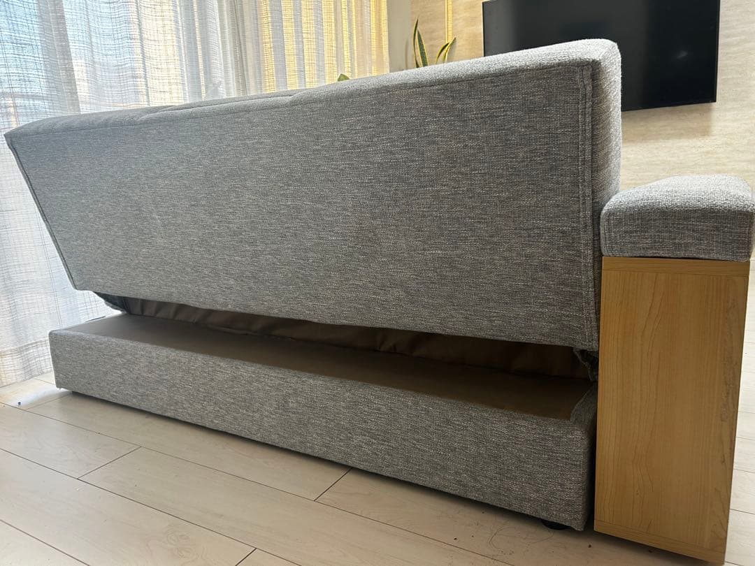 メランジグレー 2WAYソファ 2〜3人掛け　引き出し収納付き