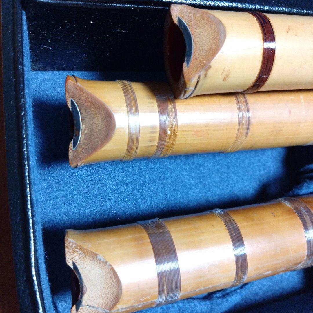 都山流尺八3本　深水銘　ハードケース付き