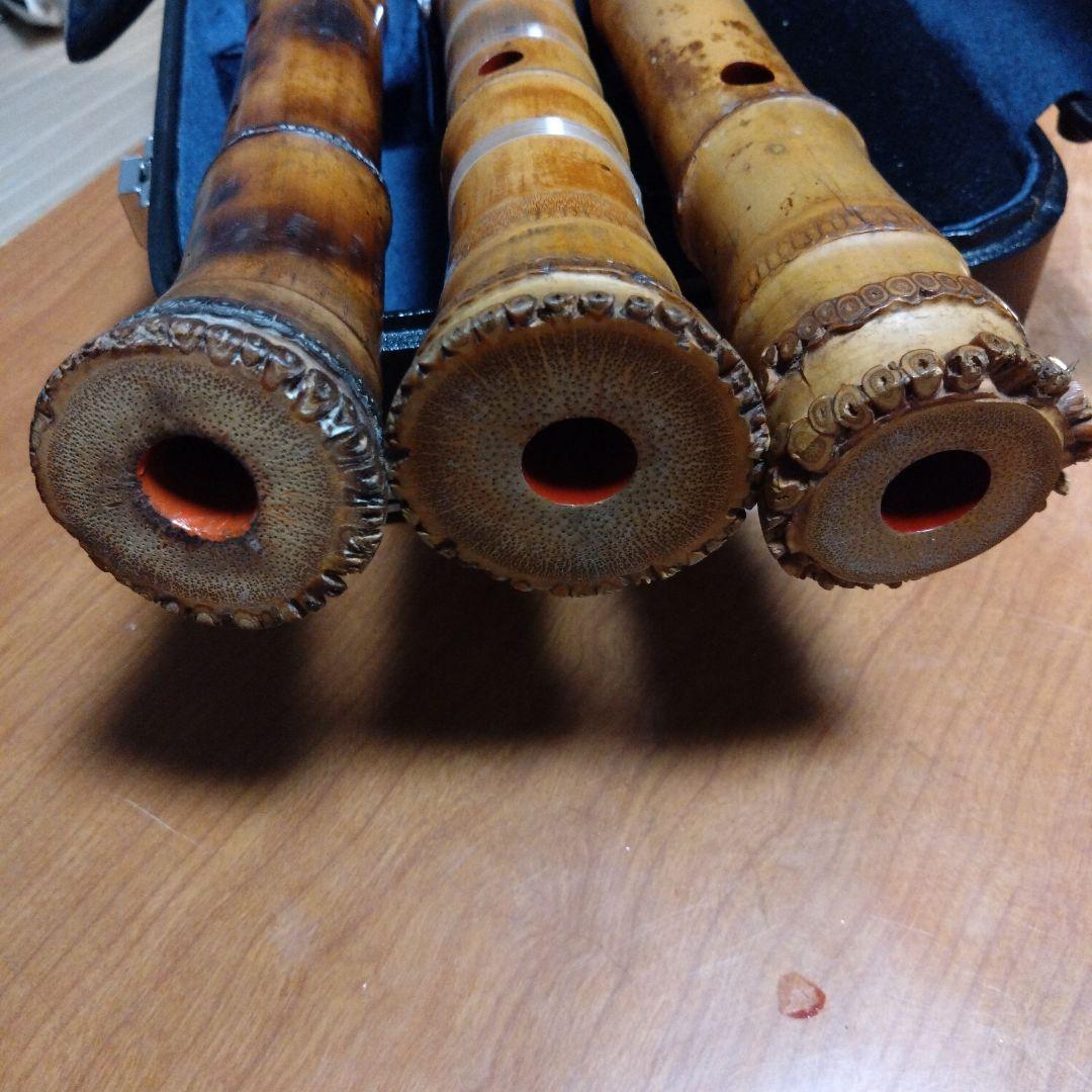 都山流尺八3本　深水銘　ハードケース付き