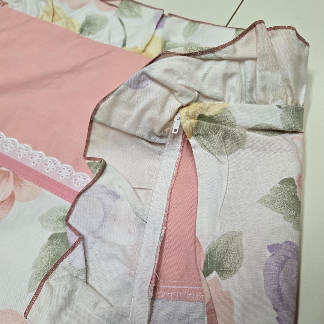 ダブル、ピロケース、2枚セット、まくらカバー、43×120㎝、フリル付き、ピンク