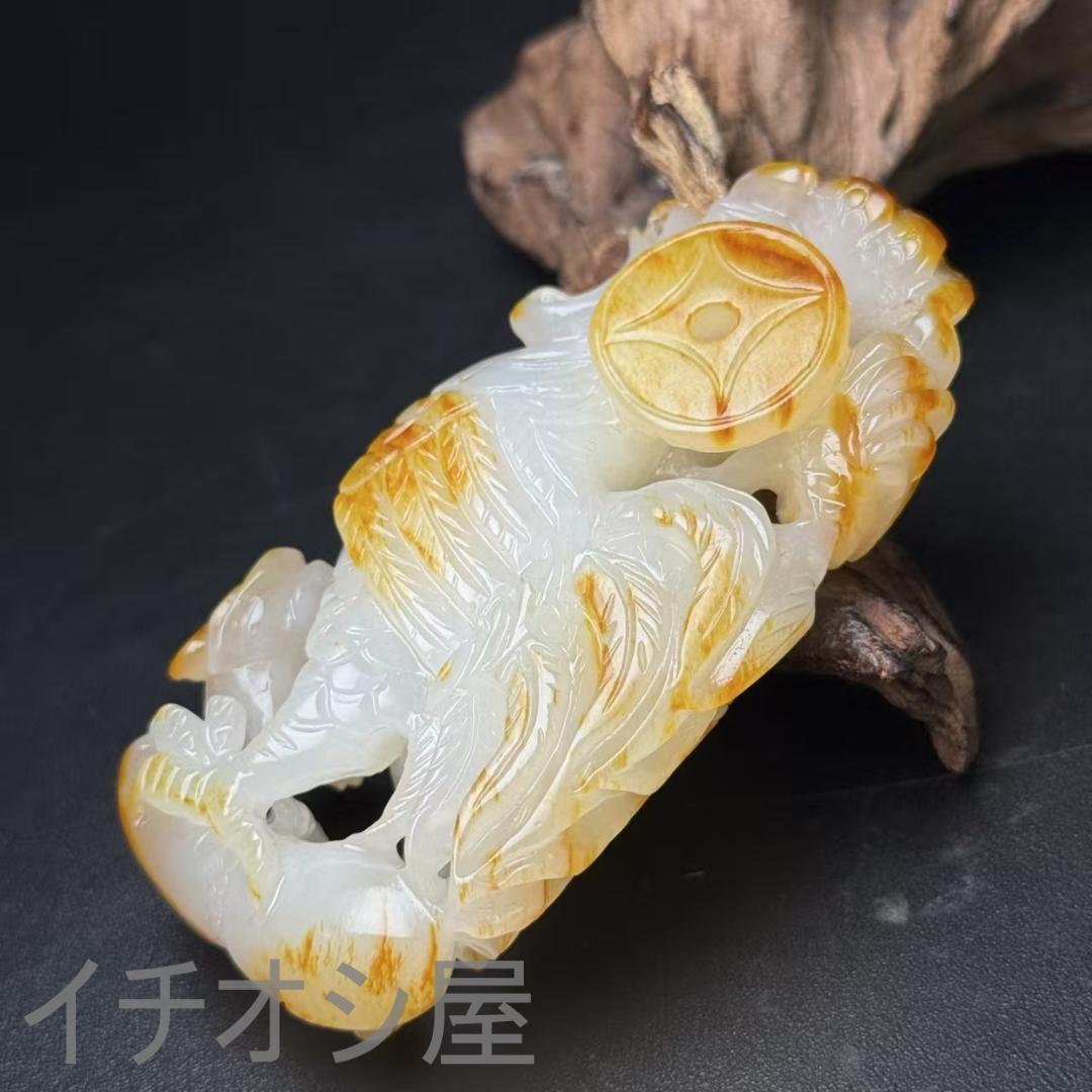 中国古美術【和田古玉 彫刻 鶏】縁起物 官運上昇 時代物 古賞物 古置物 裝身具