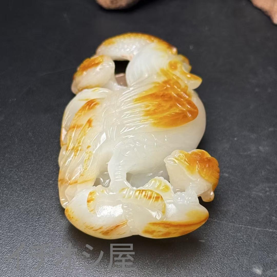 中国古美術【和田古玉 彫刻 鶏】縁起物 官運上昇 時代物 古賞物 古置物 裝身具