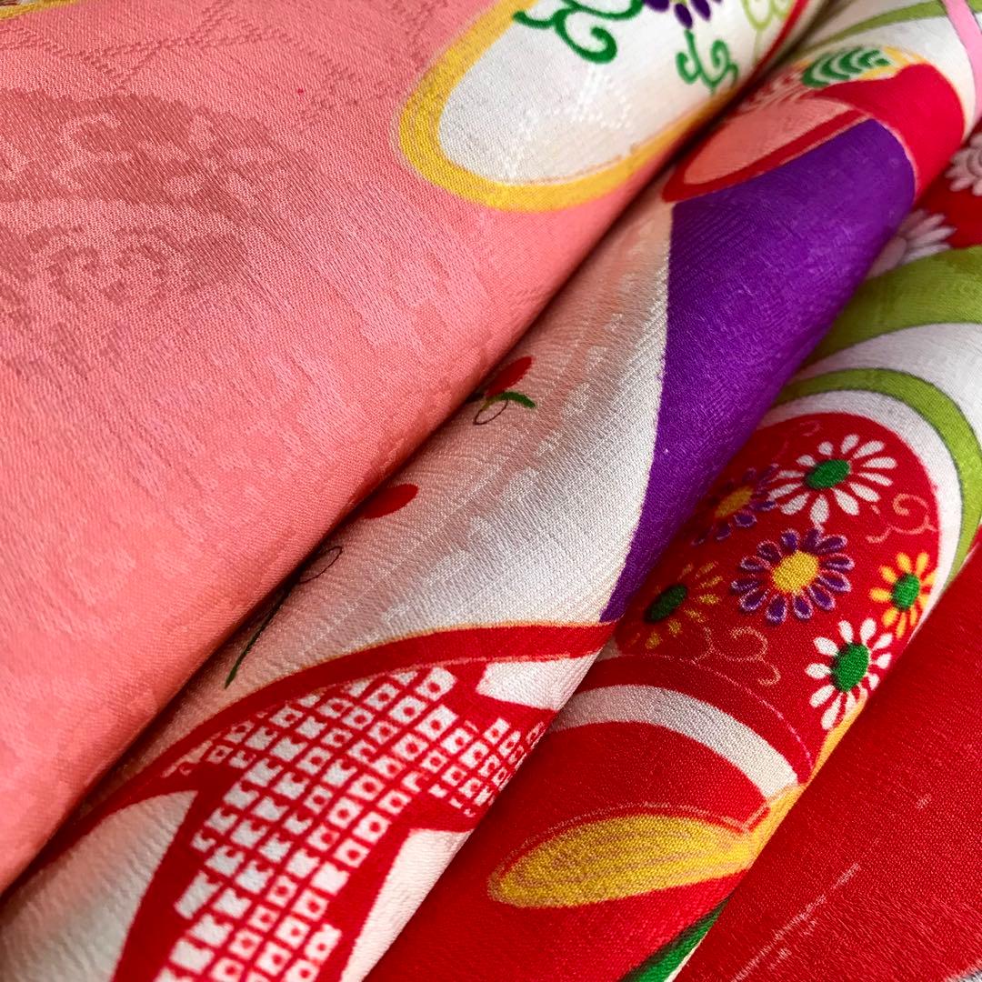 正絹 アンティーク着物 女の子 七五三 ◇丸紋 古典柄