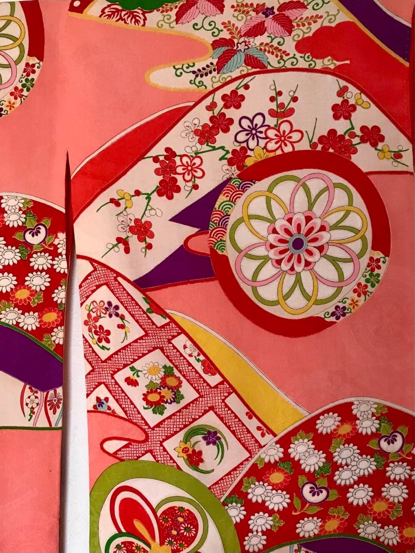 正絹 アンティーク着物 女の子 七五三 ◇丸紋 古典柄