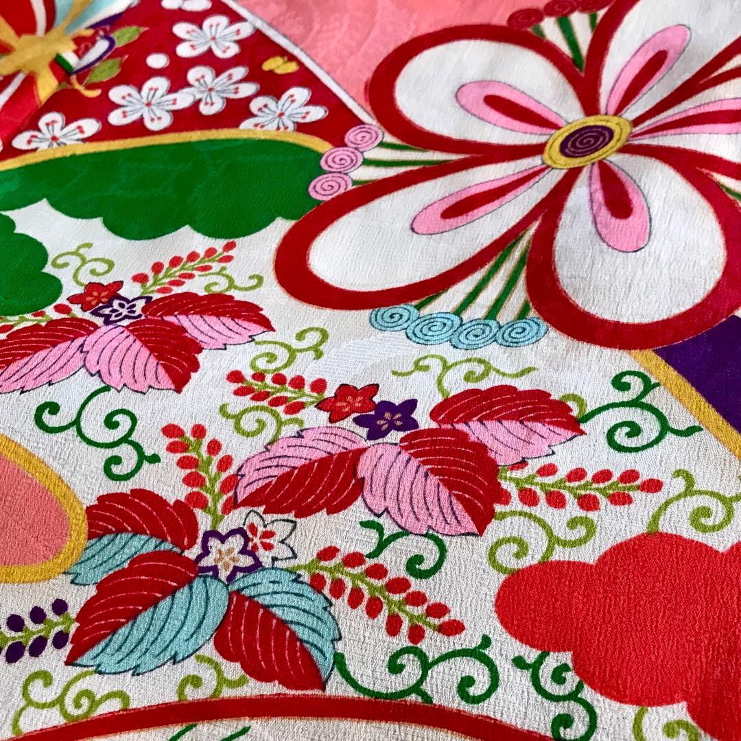 正絹 アンティーク着物 女の子 七五三 ◇丸紋 古典柄