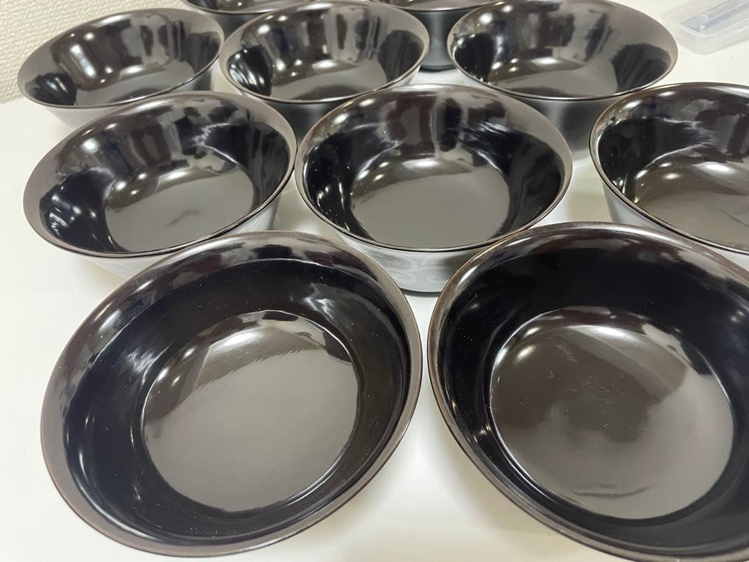 黒漆器 黒漆 内黒塗 漆器 吸物 懐石椀 煮物椀 10客 唐草柄 アンティーク