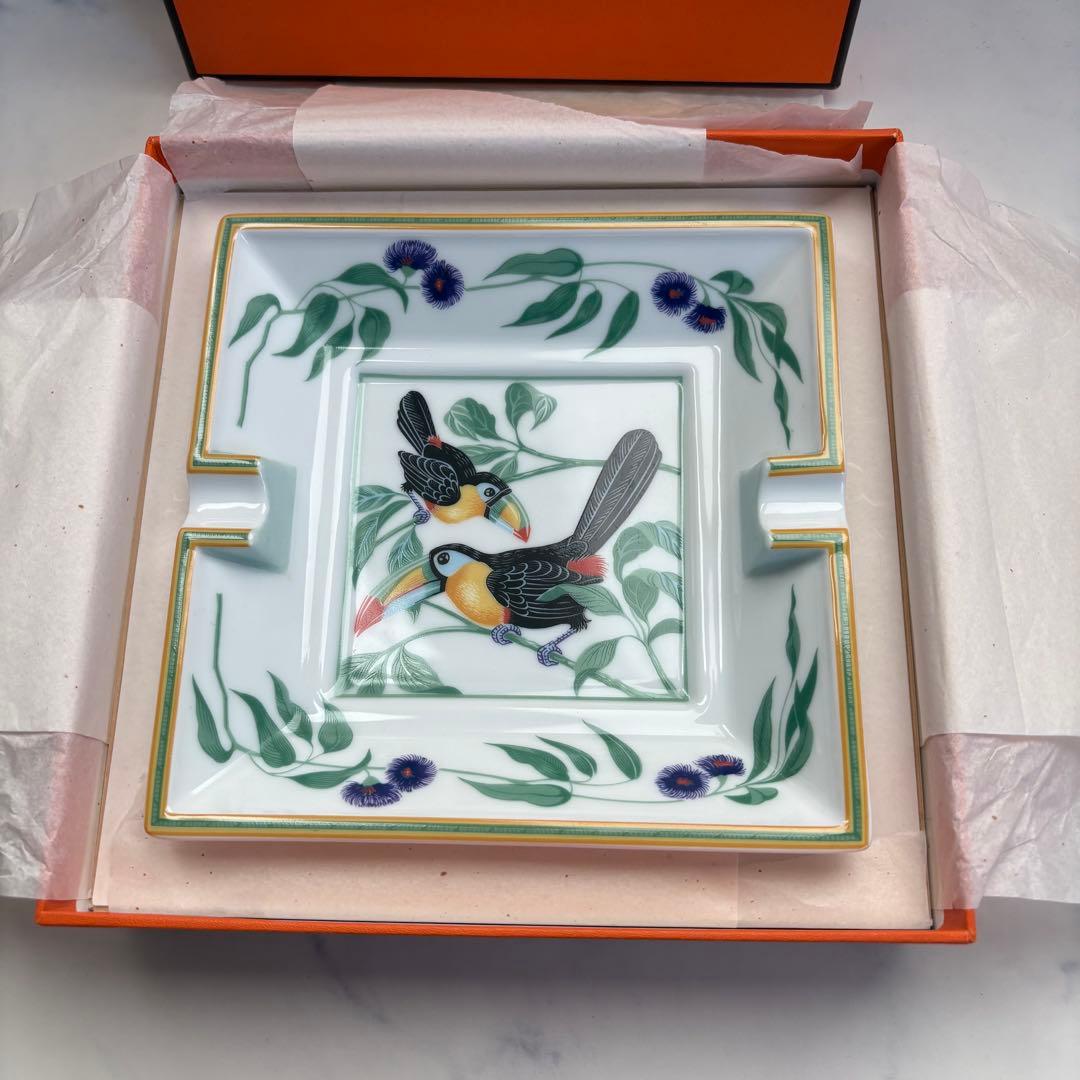 【希少・箱付】エルメス HERMES 灰皿 アッシュトレイ トゥカン 鳥モチーフ