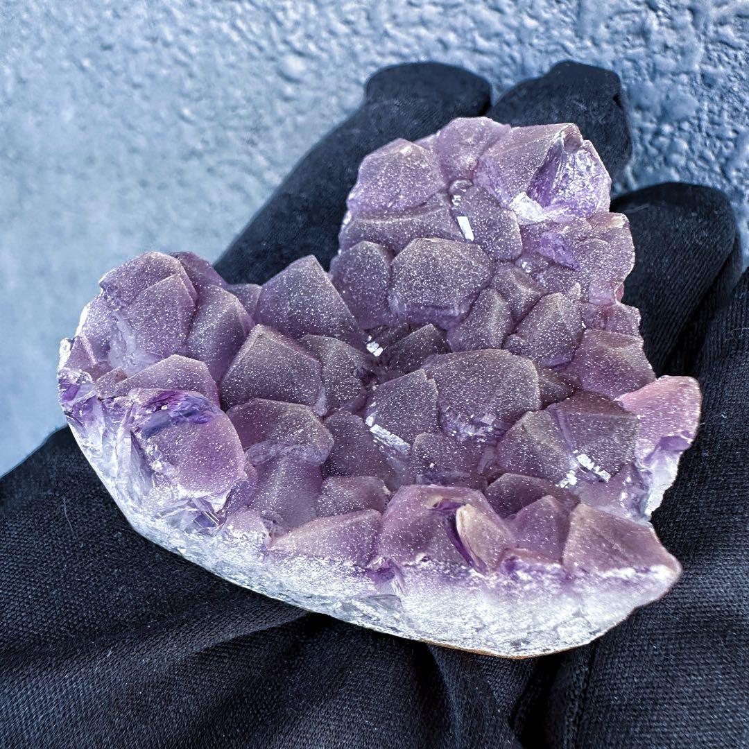 希少2回結晶❗️アメジストハート型❤︎クラスターパワーストーン原石水晶A1309