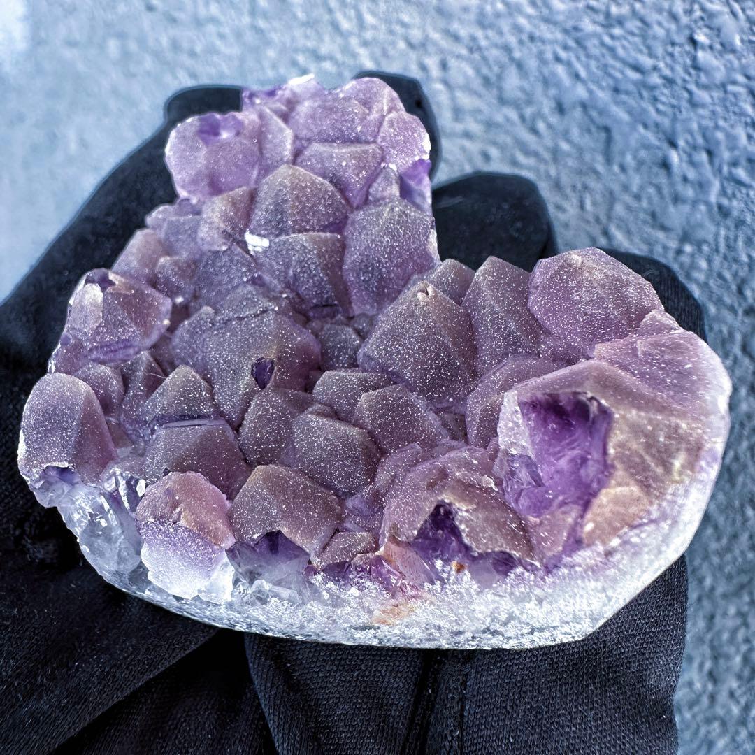 希少2回結晶❗️アメジストハート型❤︎クラスターパワーストーン原石水晶A1309
