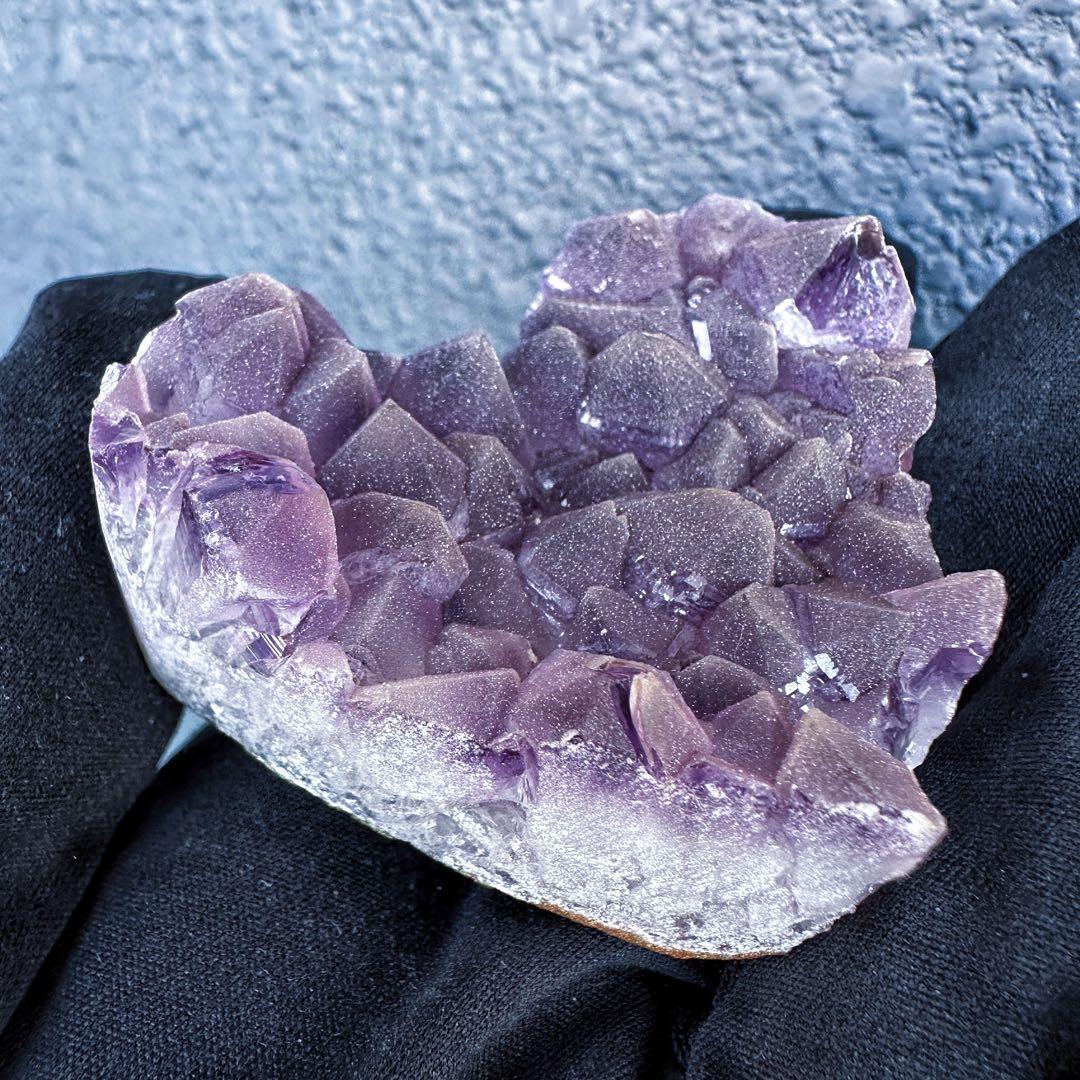 希少2回結晶❗️アメジストハート型❤︎クラスターパワーストーン原石水晶A1309