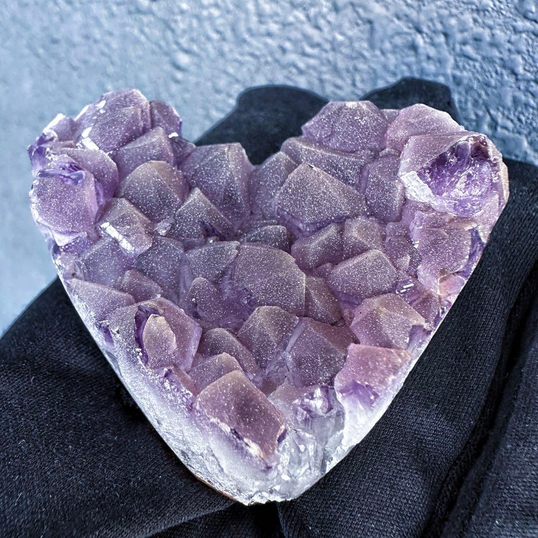希少2回結晶❗️アメジストハート型❤︎クラスターパワーストーン原石水晶A1309
