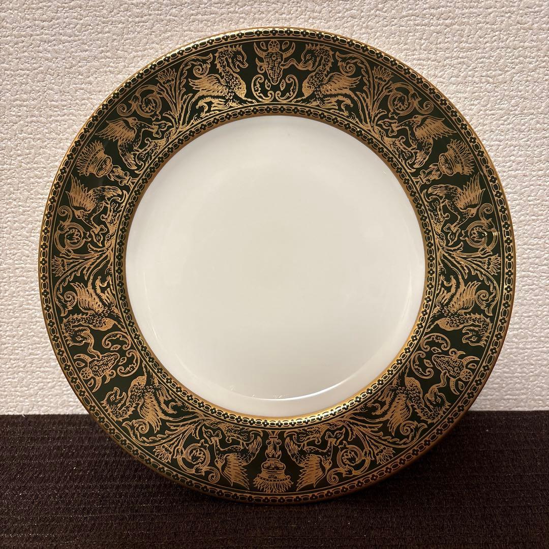 ウェッジウッド　フロレンティーン　グリーンゴールド　デザートプレート　20cm