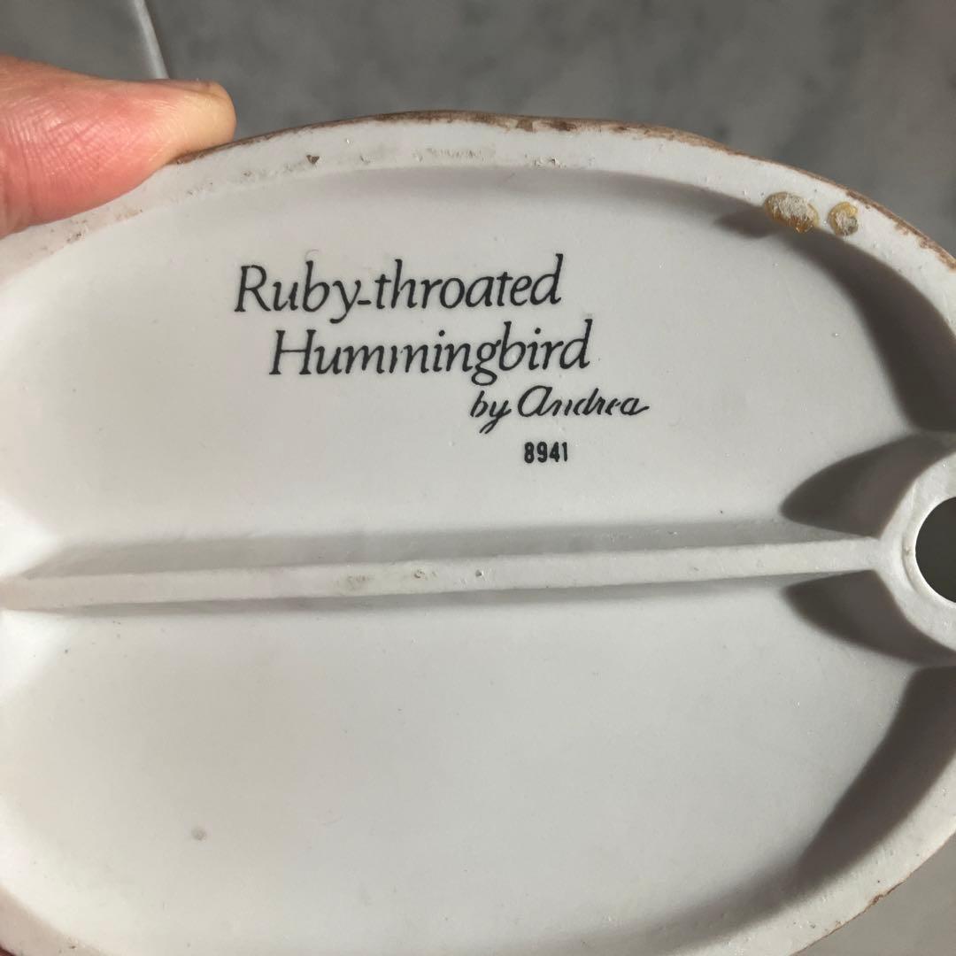 アメリカ90年代名門Andrea社　美しい色彩のハチドリ陶器オブジェ