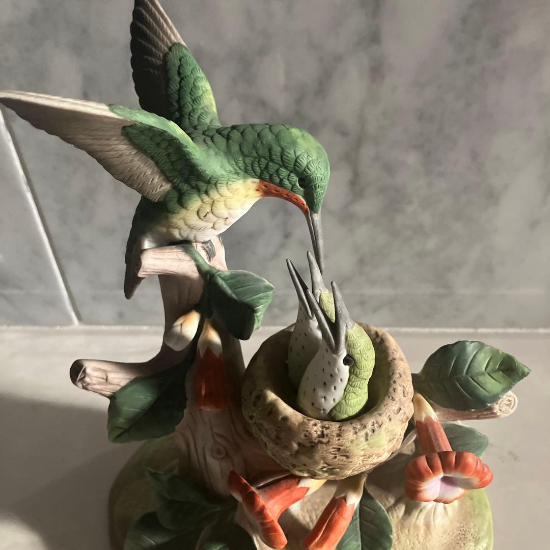 アメリカ90年代名門Andrea社　美しい色彩のハチドリ陶器オブジェ