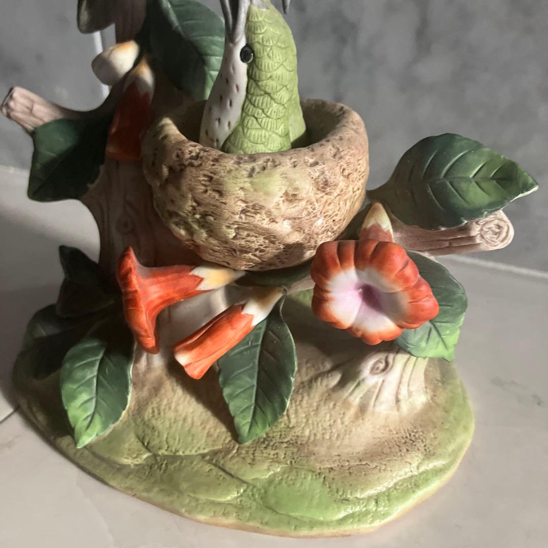 アメリカ90年代名門Andrea社　美しい色彩のハチドリ陶器オブジェ