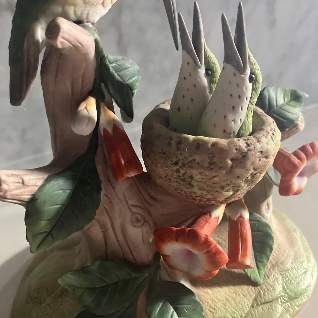 アメリカ90年代名門Andrea社　美しい色彩のハチドリ陶器オブジェ