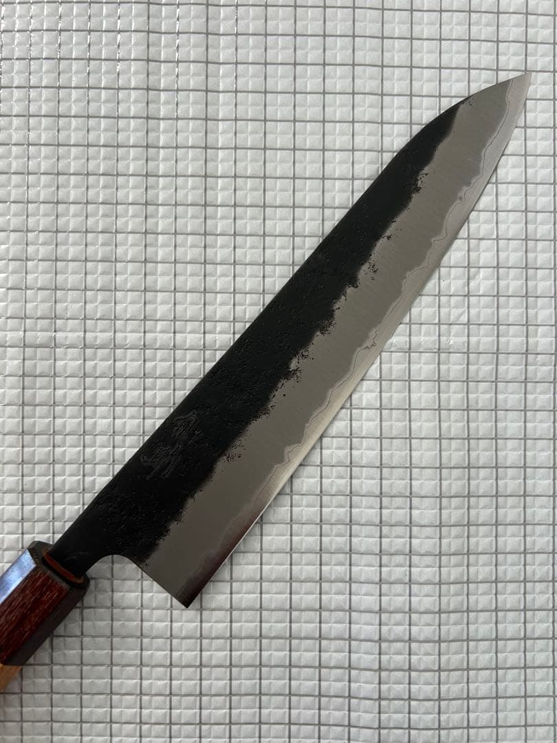 仙助 包丁 牛刀 牛刀包丁 青紙スーパー 黒肌梨地 欅八角柄 210mm ①