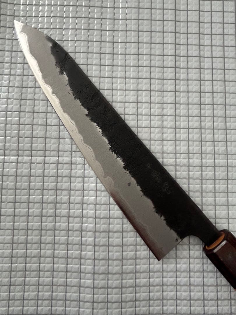 仙助 包丁 牛刀 牛刀包丁 青紙スーパー 黒肌梨地 欅八角柄 210mm ①