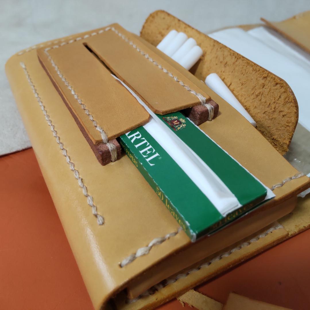 シャグポーチ三つ折り(イエローキャメル)コンチョ紐止め 国産牛革【R