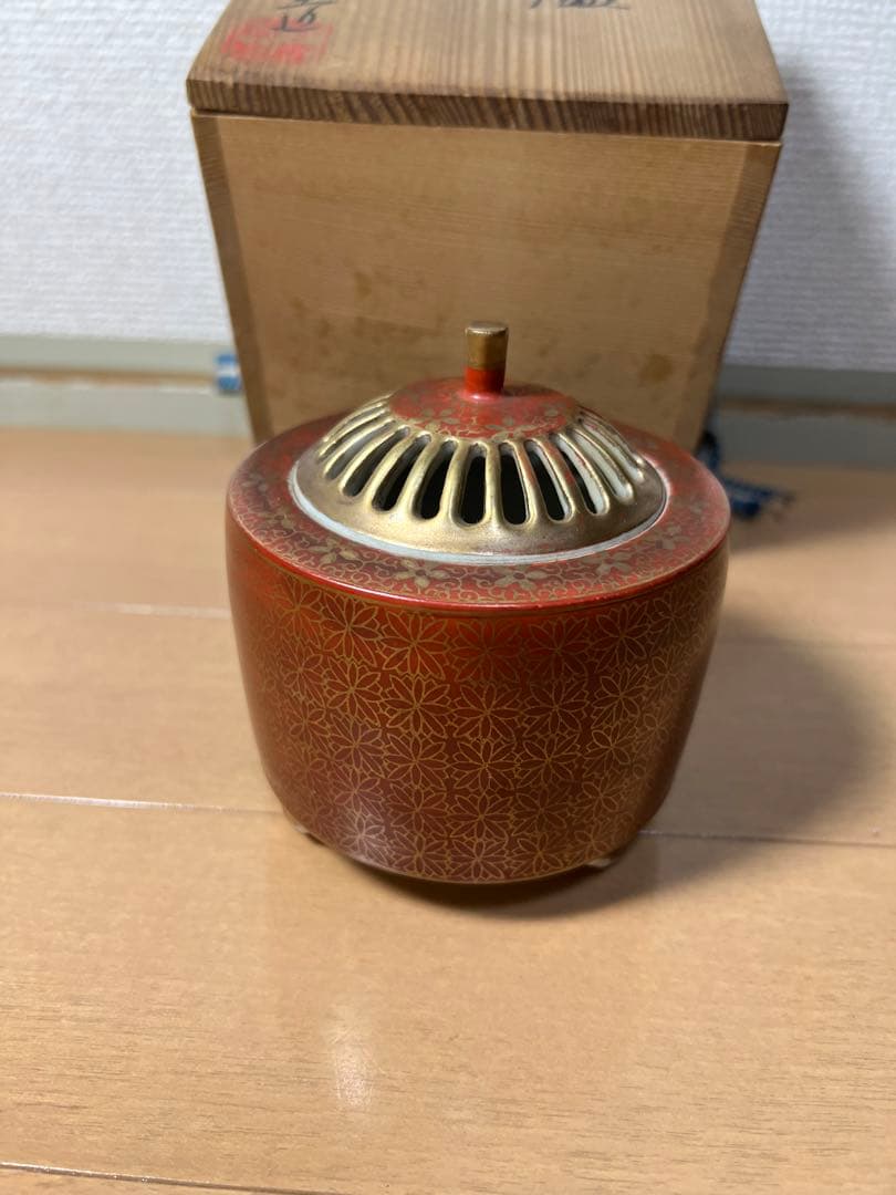350 九谷焼　平安洛山　香炉　時代物　古美術品