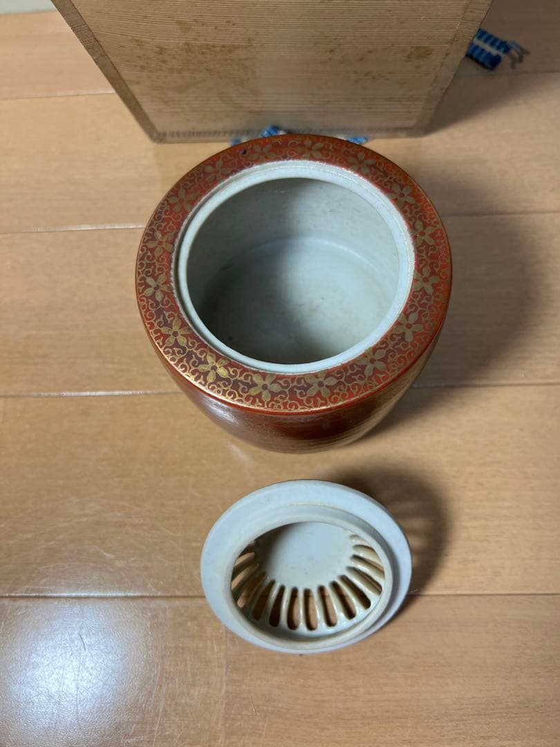 350 九谷焼　平安洛山　香炉　時代物　古美術品