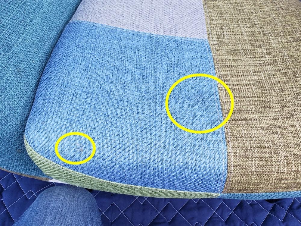 C46　フランフラン　ナビア　パッチワーク1人掛ソファ　グリーン