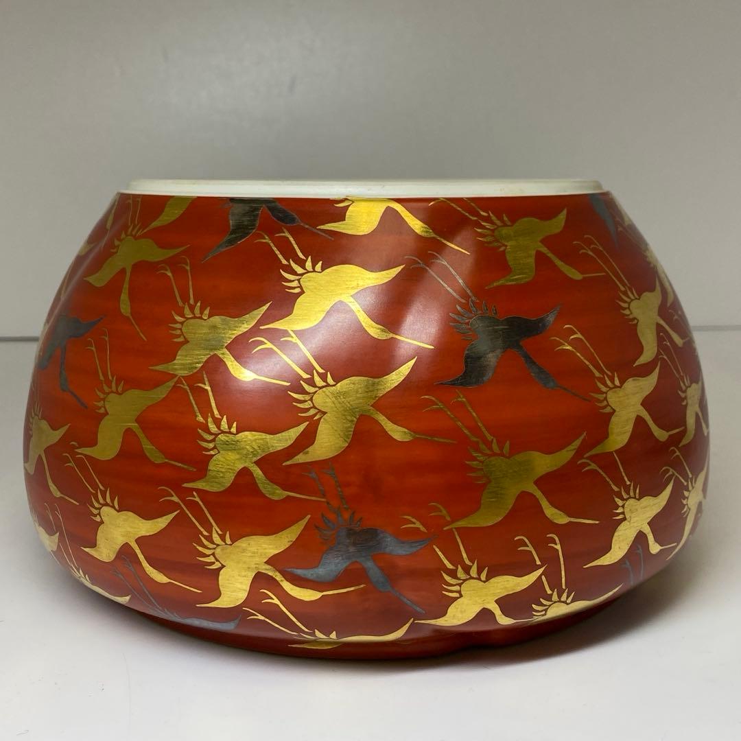 手塚祥堂（手塚央） 紅地千羽鶴文 水指 共箱 東キ7-1214① - メルカリ