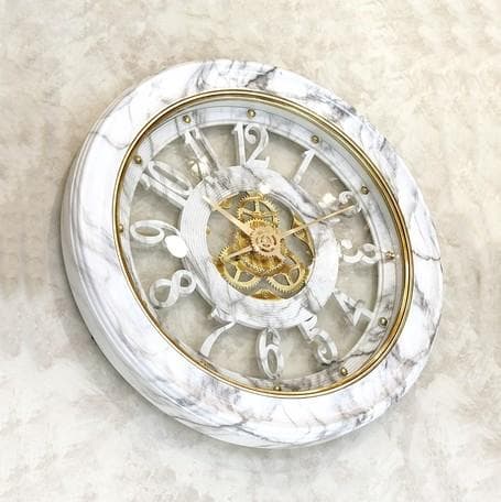 大理石風 掛け時計【無音連続秒針付】ビクトリアンパレス ゼブラマーブル