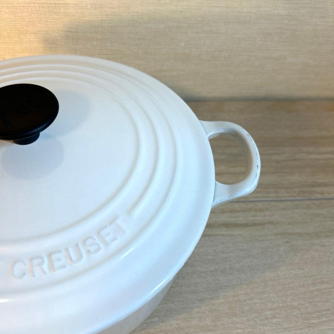 ルクルーゼ ココットロンド 22cm ホワイト 両手鍋 鍋 - メルカリ