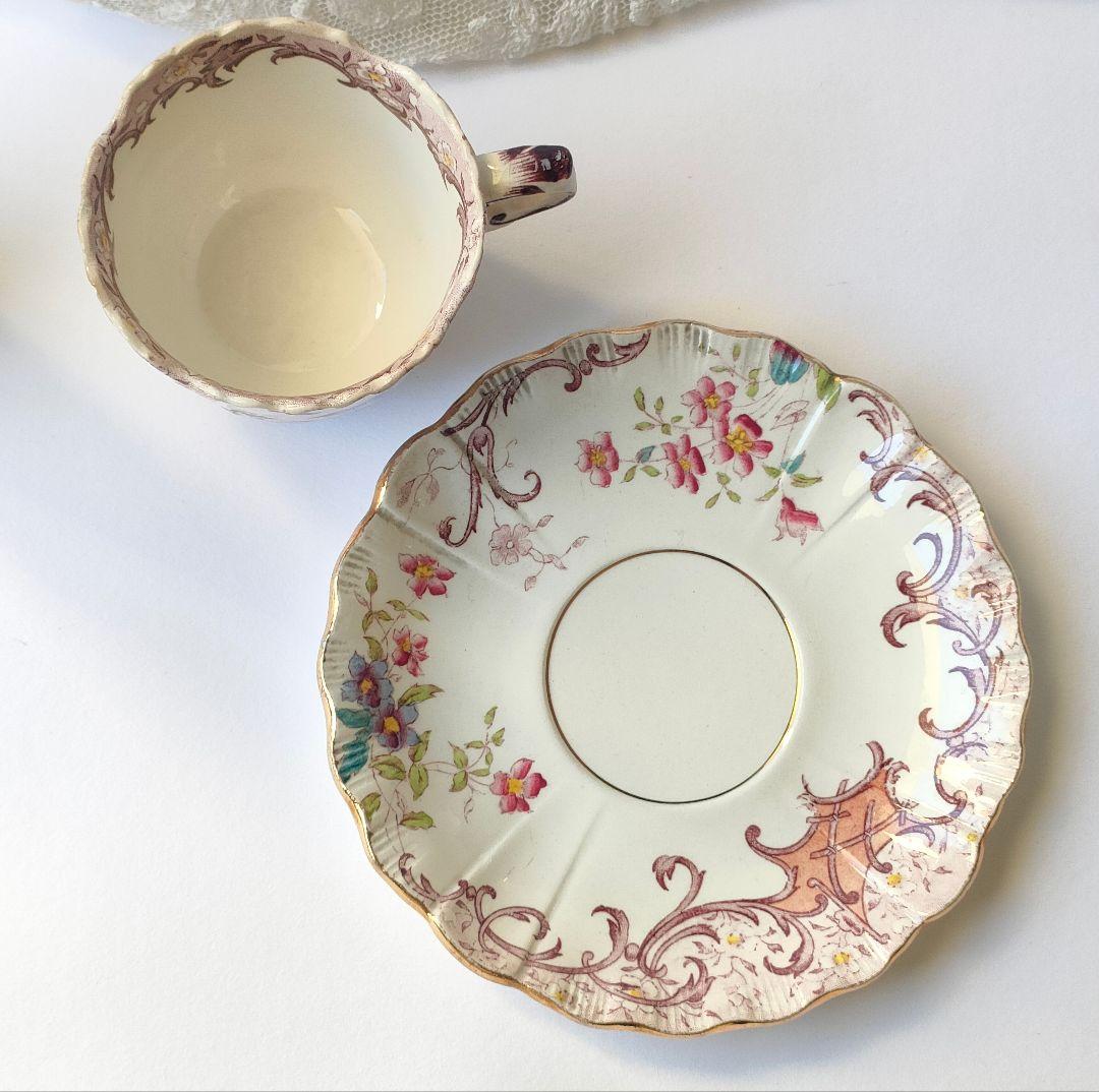 希少　サルグミンヌ　FLEURY　カップ&ソーサー　フランスアンティーク