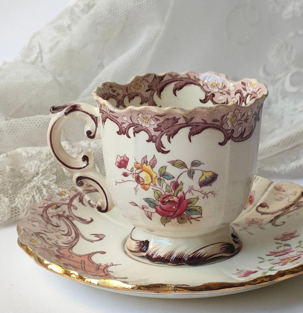 希少　サルグミンヌ　FLEURY　カップ&ソーサー　フランスアンティーク