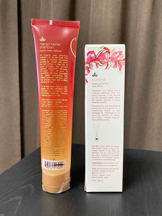 マリエオーガニクス リードディフューザー プルメリア 59ml &シャンプー