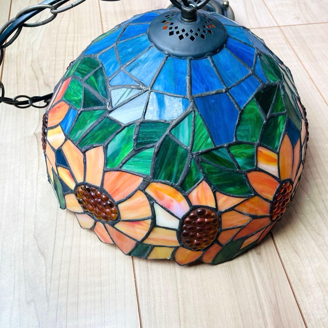 ステンドグラス ペンダントライト 豪華天井照明 ガラス工芸品 電源直結タイプ