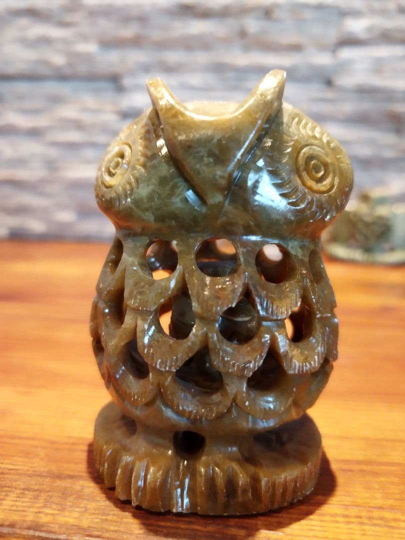 透し彫り　フクロウ　3点セット